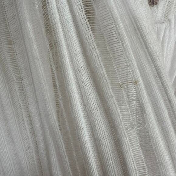 Free People Star Gazer White Gauze Top Beaded Sequin Boho Kimono Sleeve XS Small - Picture 6 of 11